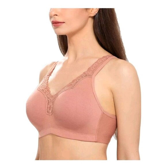 Delimira Bra 38E Floral Lace Wireless Minimizer Full Coverage Sun Kissed NWT - Picture 1 of 7